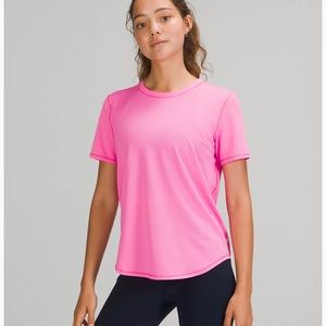 LULU LEMON High Neck Running and Training T-Shirt Pow pink light size 8 NWOT